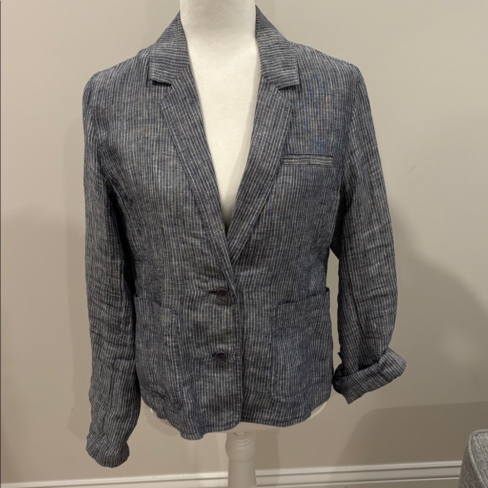 Eileen Fisher Navy Striped linen Jacket